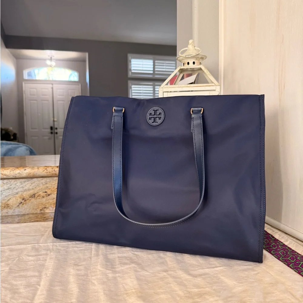 Tory Burch large nylon Ella tote Navy Blue Logo Tote